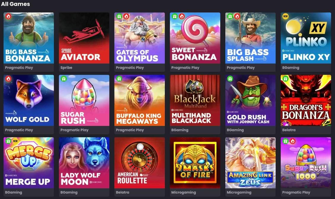 Asino Casino'da mevcut oyunların listesi